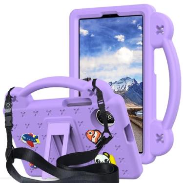 Imagem de QYiiD Capa infantil para Honor Pad X7 22.1 cm 2025, capa protetora infantil EVA à prova de choque com alça de suporte, alça de ombro, suporte de alça para tablet Honor Pad X7 8,7 polegadas, roxo