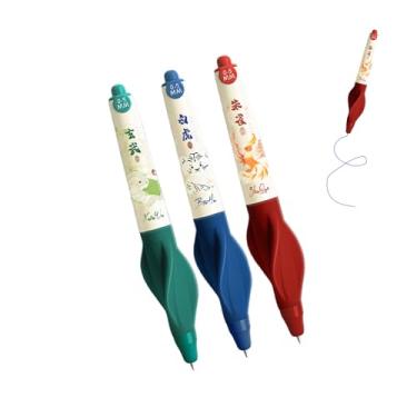 Imagem de GZBABY Canetas apagáveis, 3 peças, caneta de gel apagável com aderência macia, tinta azul de 0,5 mm, corrigindo a postura da escrita (animal)