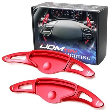 Imagem de iJDMTOY Extensões De Pás Grandes Alumínio Cnc Vermelho Compatíveis Com Hyundai Elantra Sport 2017-19, Kona Ioniq