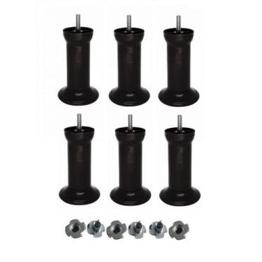 Imagem de 6 Pés Varian Preto 13cm C/ Porcas para Cama Box ou Baú Solteiro - Zoe 