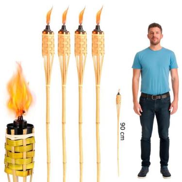 Imagem de kit 2 a 4 Tochas de Bambu são João festa junina acampamento decoração 