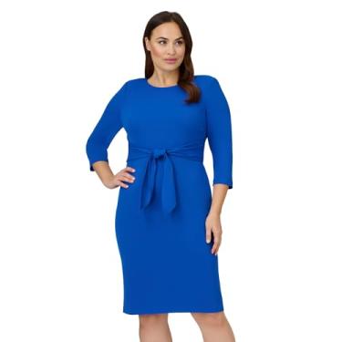Imagem de Adrianna Papell Cintura com laço de crepe de malha, névoa azul, Cobalto violeta, 25 Plus Size
