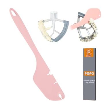 Imagem de Espátula de silicone de 30,5 cm, batedeira, raspador, compatível com acessórios de batedeira KitchenAid, funciona em batedores planos, batedores e ganchos de massa (rosa)