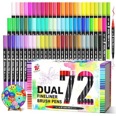 Imagem de TBC The Best Crafts Canetas marcadoras duplas, marcadores artísticos de 72 pontas finas, marcadores de escritório para letras de adultos (72 cores)