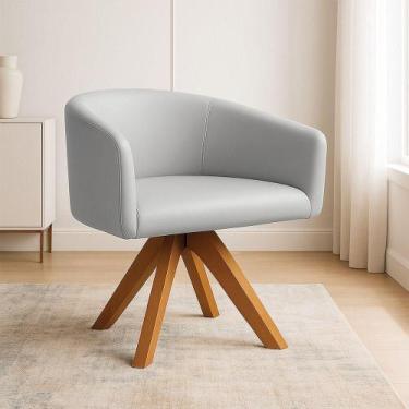 Imagem de Poltrona Sala Base Giratória Madeira Arielle Sintético D03 - D'rossi C