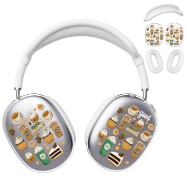 Imagem de BlHMCASE Capa de fone de ouvido para AirPods Max, lindas capas transparentes para fones de ouvido de bolo de café, capa de silicone branca para fones de ouvido para Apple AirPods Max