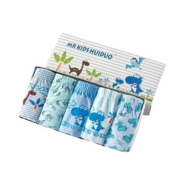 Imagem de Cuecas Triangulares De Algodão Com Estampa De Dinossauro Para Meninos,