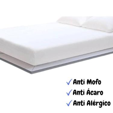 Imagem de Capa Protetora Para Colchão Casal Com Zíper Branco Anti Mofo