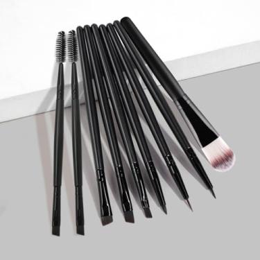 Imagem de Conjunto de pincéis de maquiagem compactos de 6 peças, design adequado para viagens para blush, pó solto, sombra e cosméticos (Preto)