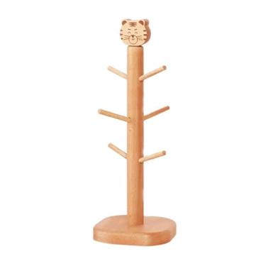 Imagem de LNQKJXIIA Boutiques US Suporte de xícara de café de madeira, suporte de caneca de faia natural para bancada multiuso organizador para cozinha, sala de jantar (G)
