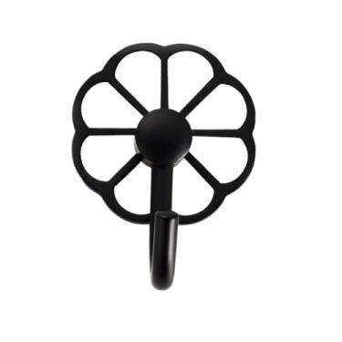 Imagem de Prateleiras suspensas 1 peça de ganchos de metal sem furos para casacos, gancho de parede multiuso para chaves, toalhas, bolsas, copos, chapéus(Preto)