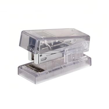 Imagem de Mini grampeador portátil – grampeador de mesa manual compacto para capacidade de 20 folhas, design minimalista claro para uso doméstico e escola, padrão compatível com grampos 26/6 (branco)