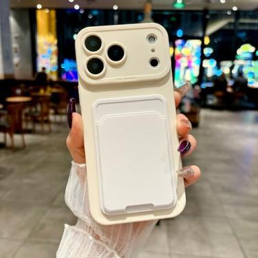 Imagem de HTVJFXCapa com compartimento para cartão para iPhone 16 Pro Max (Branca)