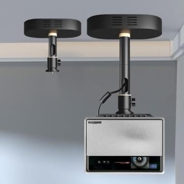 Imagem de Paihao Suporte de teto para projetor PH79 com adaptador oculto, poste de liga de alumínio espesso de 3,5 mm, rotação de 360° e inclinação de ± 25°, fiação interna (preto: 1/10.2 cm com 30 cm de altura