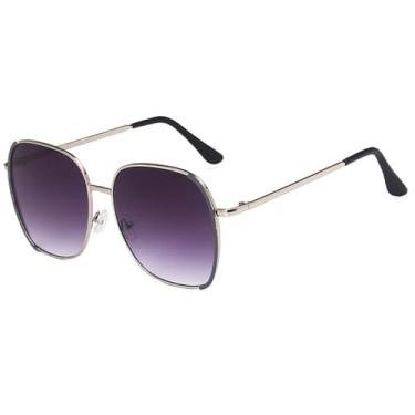 Imagem de Óculos de Sol Femininos Oversized em Metal com Proteção UV400 e Design Masculino para Esportes ao Ar Livre, Corrida e Ciclismo, Cinza Prateado