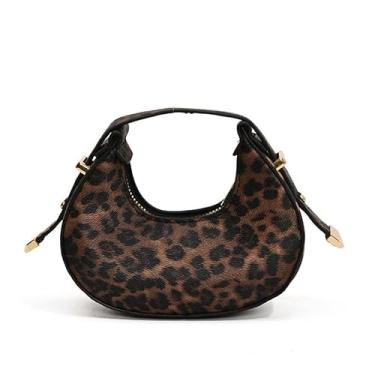 Imagem de Bolsa de ombro crescente, bolsa pequena estilo retrô com alça superior, bolsa transversal exclusiva em forma de lua, Marrom, Medium, Mochila casual