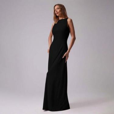 Imagem de Vestido Longo Feminino Social Suplex Elegante Tendência Casamento Fest