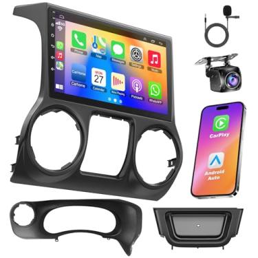 Imagem de Rádio estéreo para carro Android 13 para Jeep Wrangler 2015-2017, carro sem fio e rádio automotivo Android com 4G + 64G, compatível com Bluetooth/controle de voz/GPS/WiFi/câmera de reserva/SWC/FM