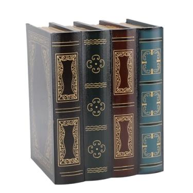 Imagem de Asixxsix Caixa de Armazenamento Decorativa Em Forma de Livro, Organizador de Bugigangas de Couro Sintético Vintage Com Compartimento Oculto para Joias, Fotos, Documentos, Decoração de (A)