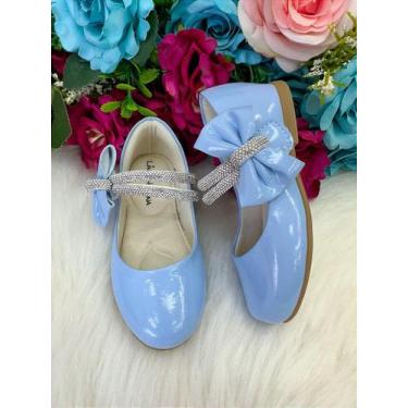 Imagem de Sapatilha Flor Di Mila Maya Azul Bebê com Detalhe de Lacinhos e Strass