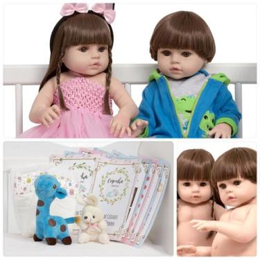 Imagem de Kit 2 Bebe Reborn Casal Bailarina Girafinha Vários Itens - Cegonha Reb