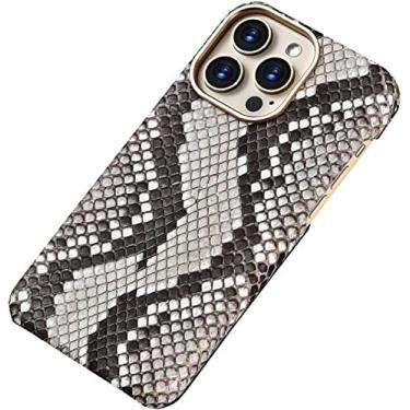 Imagem de CYSUE Capa para Apple iPhone 14 Plus 6,7 polegadas 2022, capa traseira de couro Python de luxo à prova de choque respirável [carregamento sem fio]