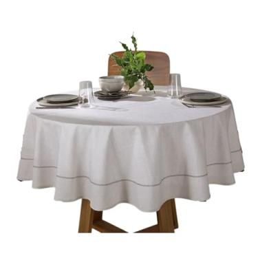 Imagem de Dohler - Toalha de Mesa Redonda Döhler 180 cm Proteção Contra Manchas Iara Cinza Xadrez -