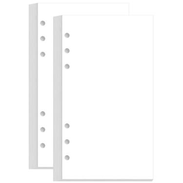 Imagem de (Pacote com 2) Recargas de papel em branco A6 para fichários pessoais Filofax, 6 furos perfurados, 200 folhas/400 páginas, 100 g/m², 9 x 16,75 cm
