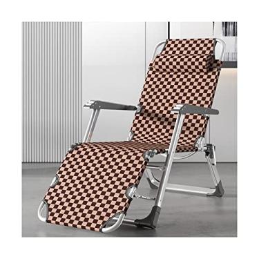 Imagem de ONDHGFBGB Espreguiçadeira dobrável ajustável reclinável com travesseiro e apoios de braço de massagem ao ar livre para pátio, jardim, praia, piscina, acampamento, berço, moldura de aço