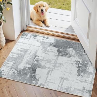 Imagem de Castage Tapetes pequenos 5 x 7 cm cinza para entrada, banheiro, cozinha, entrada, tapete moderno e abstrato antiderrapante