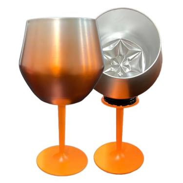 Imagem de COPO TÉRMICO DE INOX 2 EM 1 - TAÇA COM HASTE REMOVÍVEL 400ML - Laranja