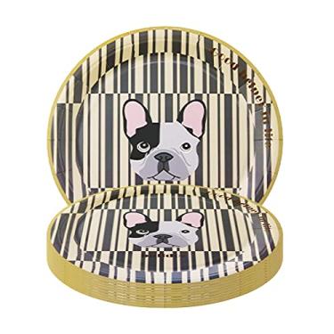 Imagem de 10 UNID Pratos de Papel Descartáveis com Padrão Cachorro Compostáveis Biodegradáveis Ecológicos Grau Alimentar para Churrascos Acampamentos Piquenique