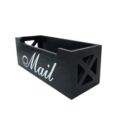 Imagem de Ioensy Organizador de Correspondências, Porta-Envelopes de Mesa, Caixa de Correio Multifuncional para Decoração de Casa, Cesto para Correspondências, Preto