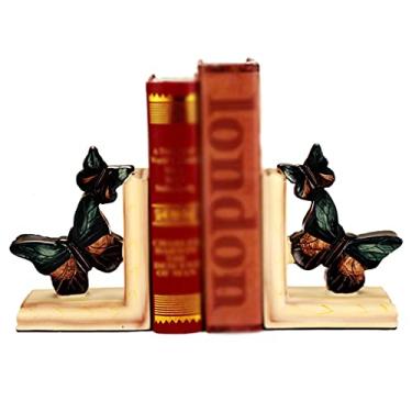 Imagem de 5sssallefaa Suportes de livros retrô borboleta voadora dupla estante de livros resina antiderrapante terminam para livros escritório, sala de estar, café, artesanato, decoração, terminais de livro