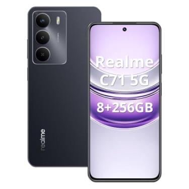 Imagem de Realme C71 Smartphone 5G, Tela de 6.67" 120Hz Polegada, 8GB RAM 256GB ROM 5000mAh Batteria, IP64, Octa Core Dual SIM Preto