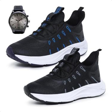 Imagem de Combo 2 Pares Tênis Masculino Esportivo Academia Treino Musculação Caminhada com Relógio-Masculino