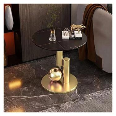 Imagem de Mesa de canto redonda de 55 cm, mesa lateral à prova d'água, pequena mesa de centro, sofá, mesa lateral com quadro de balanço e moldura de metal para sala de estar, quarto, varanda e mesa de centro de