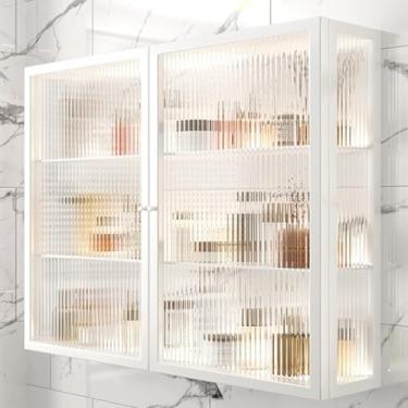 Imagem de Armário de remédios montado na parede, armazenamento de cozinha e banheiro, prateleira de exibição de vidro, organizador de armazenamento aberto, armário de parede que economiza espaço para casa e