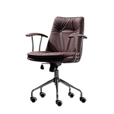 Imagem de VHDY85KA Cadeira de escritório moderna de couro PU confortável cadeira de escritório em casa com rodas e braços cadeira de conferência cadeira ergonômica cadeira giratória ajustável cadeira de