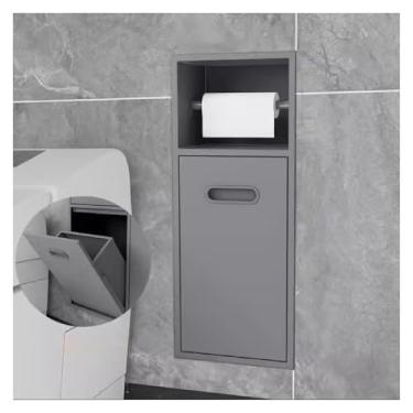 Imagem de Nicho de chuveiro de aço inoxidável embutido - Armazenamento de banheiro à prova d'água para artigos de higiene e xampu, suporte de papel higiênico preto (50 x 20 x 14 cm)