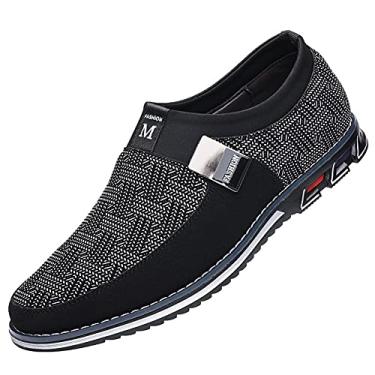 Imagem de Veslesth Tênis masculino casual, mocassin, confortável, para caminhada, moderno, para dirigir, sapatos de couro para homens, negócios, trabalho, escritório, vestido ao ar livre, Preto 1, 47