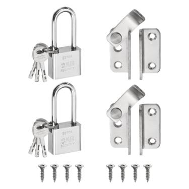 Imagem de PATIKIL 2 peças 2,5 mm trinco de portão, aço inoxidável 304 abertura esquerda parafuso deslizante trava de porta para quarto portas de banheiro armários janelas, prata