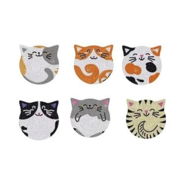 Imagem de Conjunto De Porta-Copos De Madeira Antiderrapantes Com Pintura Diamant