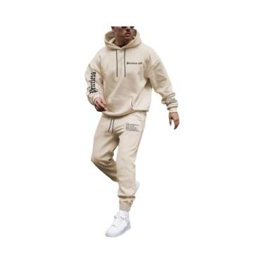 Imagem de Conjunto De Moletom Masculino Para Outono E Inverno Com Capuz E Cordão