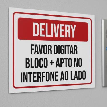 Imagem de Placa Acm Delivery Digitar Bloco Interfone Ao Lado 18X23