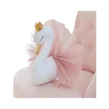 Imagem de Boneca Cisne Coroa Dourada: Brinquedo De Pelúcia E Decoração De Parede