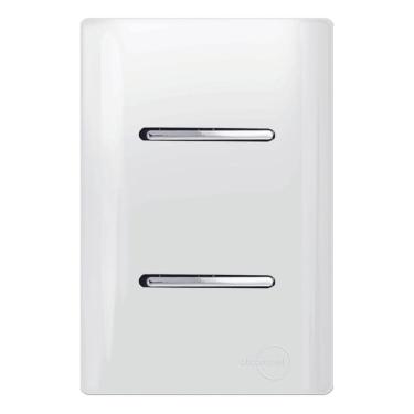 Imagem de 1 Interruptor Simples +1 Interruptor Paralelo Horizontal Cromado com Placa 4x2 Branco 12007 Nova
