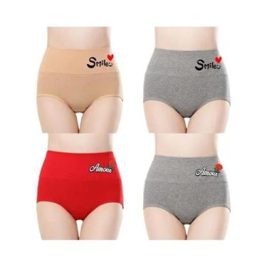 Imagem de Conjunto De Calcinhas De Algodão De Cintura Alta plus Size Para Mulher