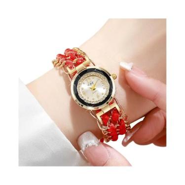 Imagem de Relógio feminino moda pulseira de corda trançada relógios de quartzo -