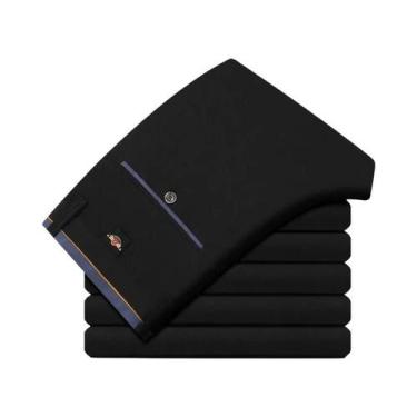 Imagem de Calças De Terno Masculino Para Negócios, Finas, Formais, Retas, Longas